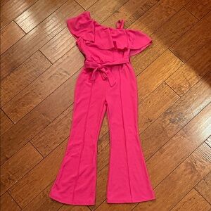 SHEIN Hot Pink One-Shoulder Jumpsuit
